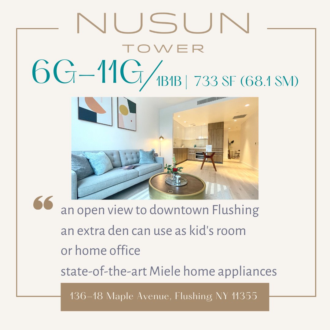 grevgllc's tweet image. #Nusuntower G-line is a spacious 1B1B with an open view of downtown flushing. This spacious open layout surprisingly includes an additional den area. You can convert it into a home office or a kid&apos;s room... you name it!!#modelroom #modelunit #nycluxurycondo #1bedroom #1bedwithden