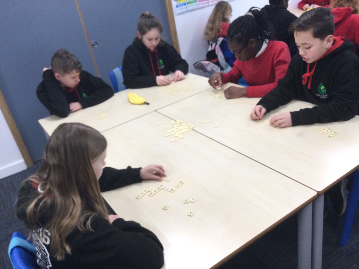 SchoolHillside1's tweet photo. #P7LHillside all learned how to play @bananagrams this morning as a spelling starter for the day. Great fun, lots of thinking and visual processing and perseverance. #Literacyisfun https://t.co/SpulcVHWGx