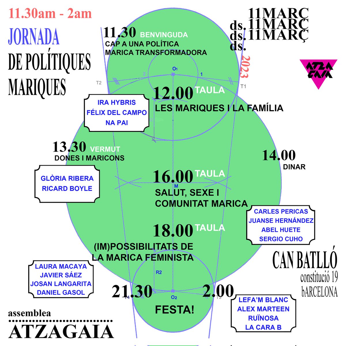 💥PROGRAMA complet de la Jornada de Polítiques Mariques

🗓️Dissabte 11 de març
⏰11.30
📍Can Batlló (Constitució, 19 BCN)