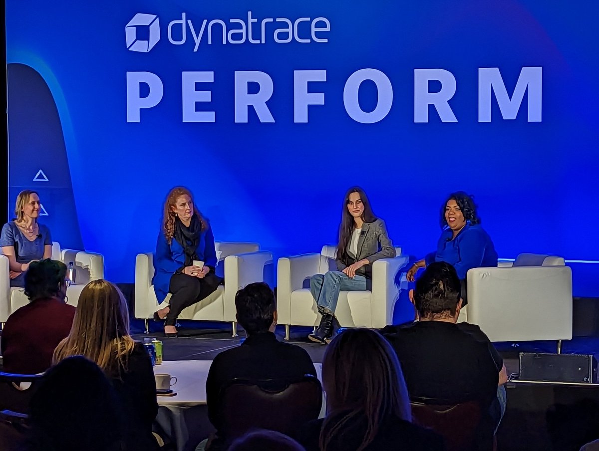 Dynatrace's tweet image. Thank you Colleen Kozak, Jessica Martin-Lane, Diana Najda, and Shená Newman for your candor, knowledge, and advice at our #Perform2023 Women in Tech panel.