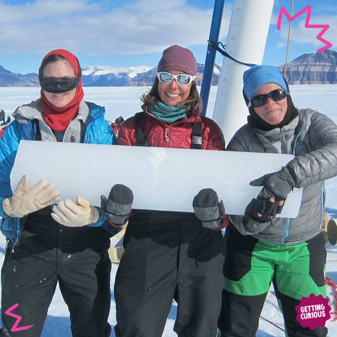 Dr. Sarah Aarons of <a href="/Scripps_Ocean/">Scripps Institution of Oceanography</a> has been to freakin' Antarctica—twice!

Here she is with Carli Arendt (L) + Sarah Aciego (R), holding an ice core extracted from Taylor Glacier. 

Learn all about Dr. Aarons' research on dust, and her research trips, in our latest episode 🧊