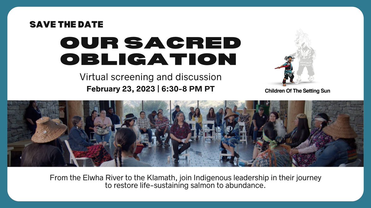 ChildrenSSP_'s tweet photo. Want to learn more about the Indigenous movement for salmon restoration? Join us for a virtual screening and panel discussion of “Our Sacred Obligation,” the latest production in @childrenssp_‘s Salmon People Project, Feb. 23 from 6:30-8 PM PT. RSVP here: https://t.co/dxsgpPeFBQ https://t.co/doOxeAsahc