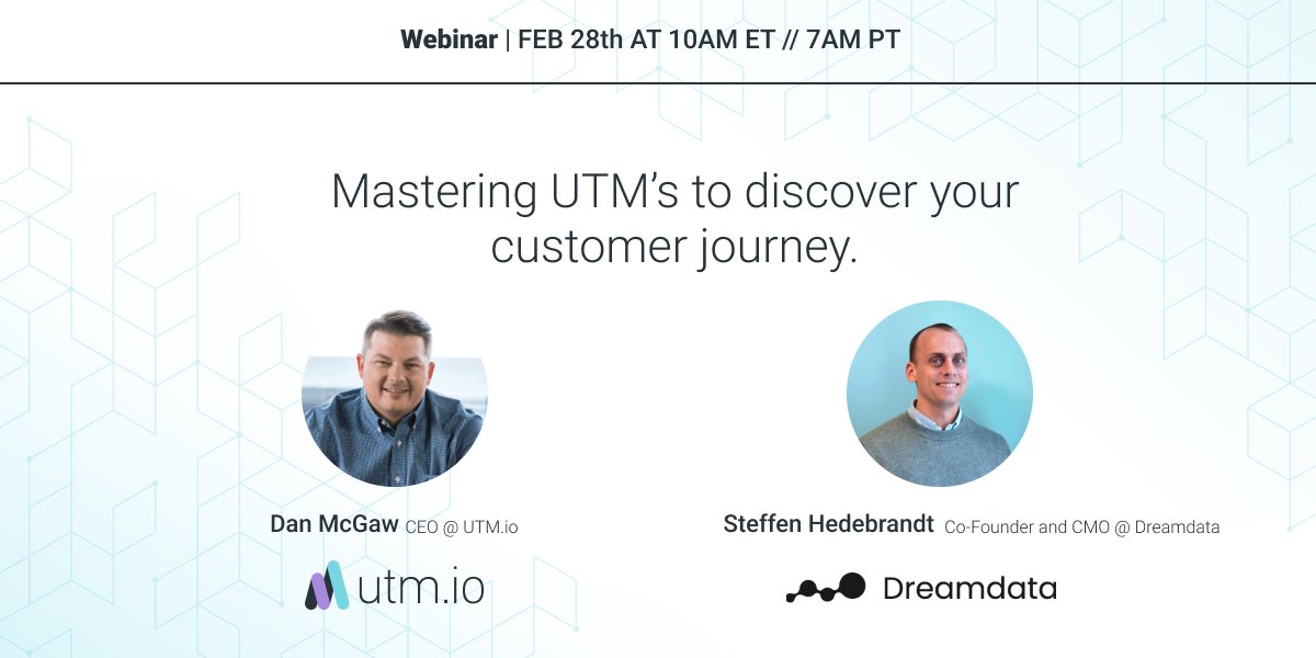 Don't miss out on our upcoming webinar on Feb 28 with <a href="/SHedebrandt/">Steffen Hedebrandt</a>  &amp; <a href="/Danielmcgaw/">Dan McGaw</a>!

Discover how to use UTM parameters to master the B2B #customerjourney and turn your data into actionable insights. 

Register now - utm.io/uftRF
 #UTM #marketingtips #webinar