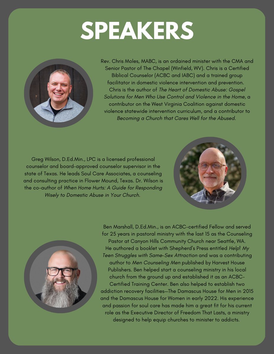 PeaceWorks_CM's tweet photo. REGISTRATION IS OPEN!

We are excited about this event and are eager to see how the Lord will use these session topics and these speakers to engage and equip more helpers in domestic abuse response ministry. 

Visit https://t.co/OygzDvL2RA for event and registration information! https://t.co/fUtGYcaKP2