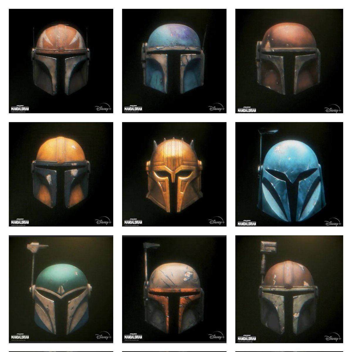 squizechan's tweet photo. Collected all 16 #Mandalorian helmets ✨🔫 https://t.co/fTsY86aMTm