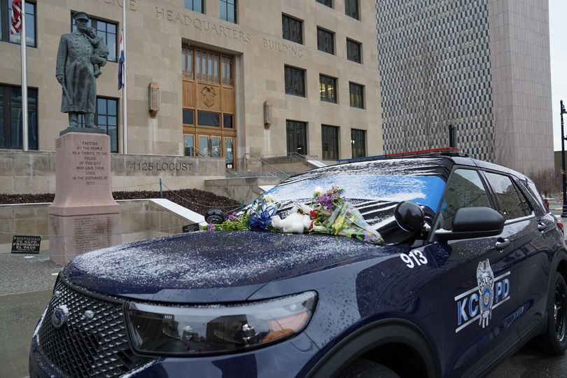 There is a police vehicle serving as a memorial in front of police headquarters in honor of Officer James Muhlbauer and K-9 Officer Champ.

If you would like to show your appreciation for them, please do.