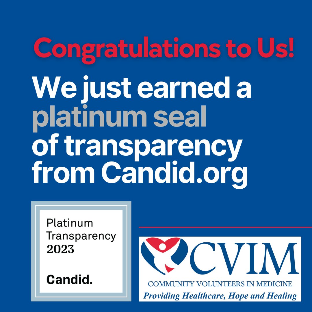 CVIMWestChester's tweet photo. Forgive us if we brag a bit.  
We just learned that we have again earned a Platinum Seal of Transparency from Candid.  
We proudly display this symbol of Candid's faith in our fiscal stewardship and strategic plan; knowing our community can donate to CVIM with trust &amp; confidence. https://t.co/tyhwxdPVTs