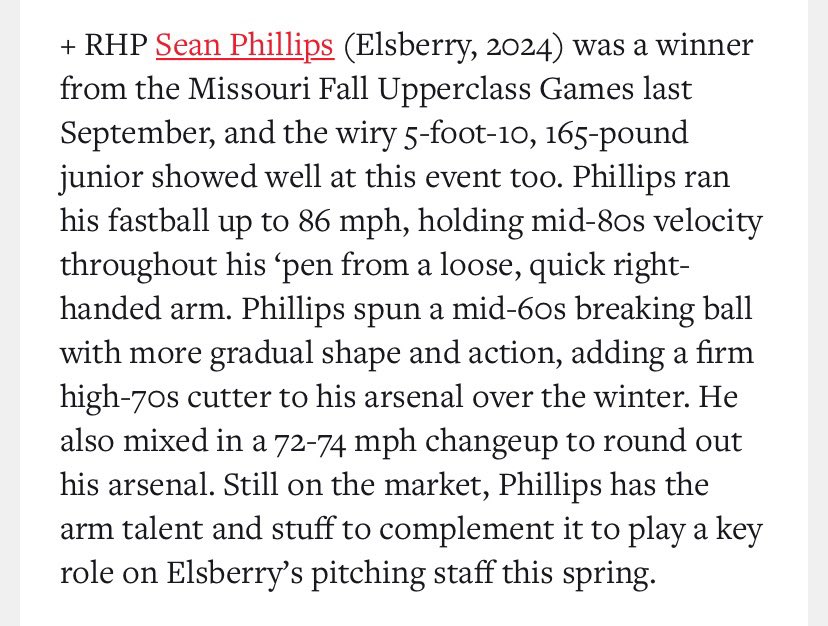 Don’t miss out on a great arm and ball player. This kid eats up baseball. Going into his Junior season, already a 2x All State player and MaxPreps All American! 

<a href="/wwuowlsBSB/">William Woods Baseball</a> <a href="/cougpen/">Columbia College Baseball</a> <a href="/FlatgroundApp/">FLATGROUND Pitching</a> <a href="/BUncommitted/">Baseball_Uncommitted</a>