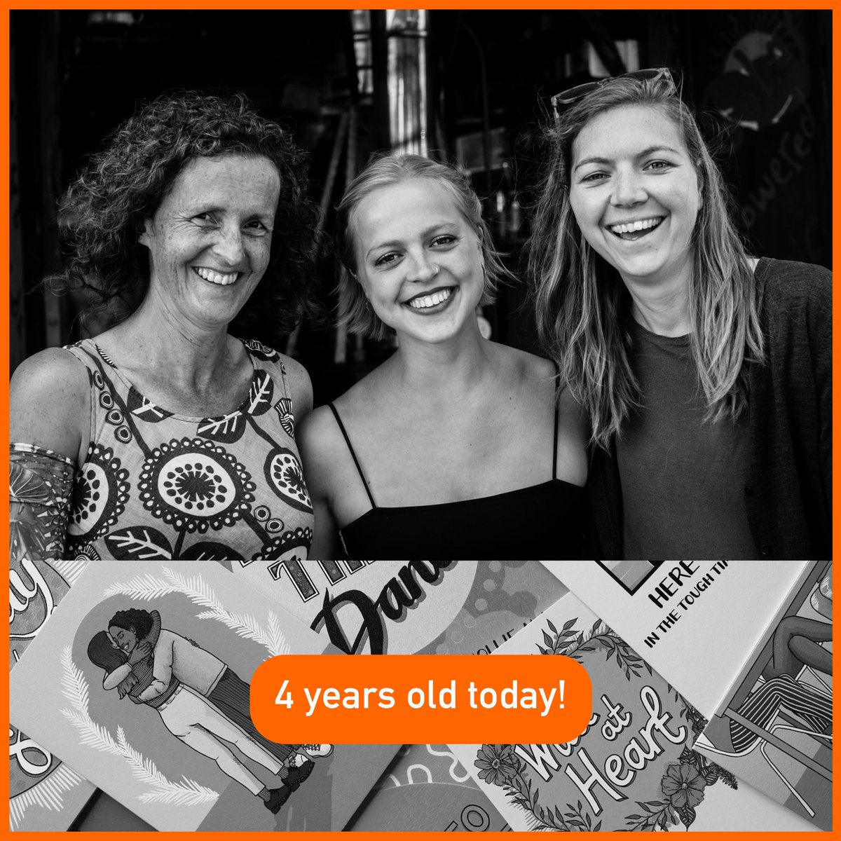 Outtheboxcards's tweet photo. Out of the Box cards turns 4! It's amazing to look back and see everything we've achieved since our first chat in 2018 - we wondered whether we could use our collective skills to bring something special into the world. Now we have over 100 designs!  Bring on another year of OOTB! https://t.co/Z91TCAwehE