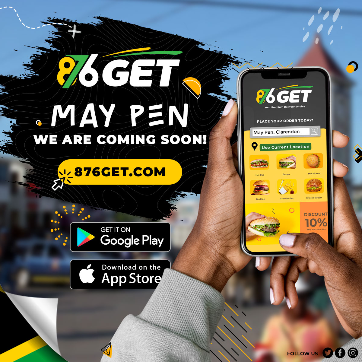 876Get's tweet image. Big news, May Pen! 

Get ready to experience the convenience of fast and reliable delivery right to your doorstep. From food to groceries and more. Stay tuned for updates and get ready to 876Get it! 🚛 

#MayPen #876Get #DeliveryService