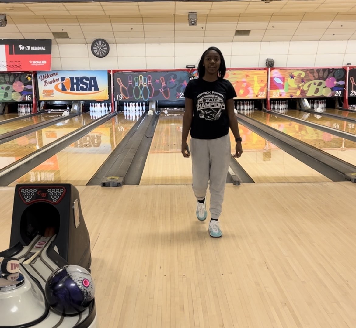 At practice today, Olivia started the day with 7 strikes in a row… Olivia, save some for tomorrow, will ya?! 😝😂 #practice #letsgo #friarpride #hardwork #shesready #strikesfordays