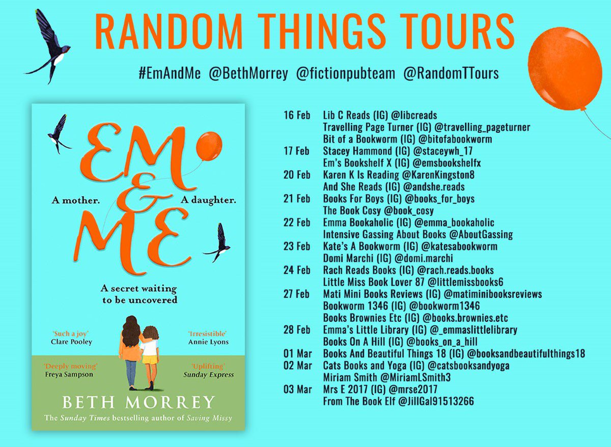 ElizabethCurrie's tweet photo. A truly delightful read, a story of never giving up on life with a cast of characters that will steal your heart - my review of #EmandMe by @BethMorrey is on Instagram for my stop on the #BlogTour
https://t.co/EAIjp30g8A
@fictionpubteam @RandomTTours https://t.co/3mNbkFXbnv