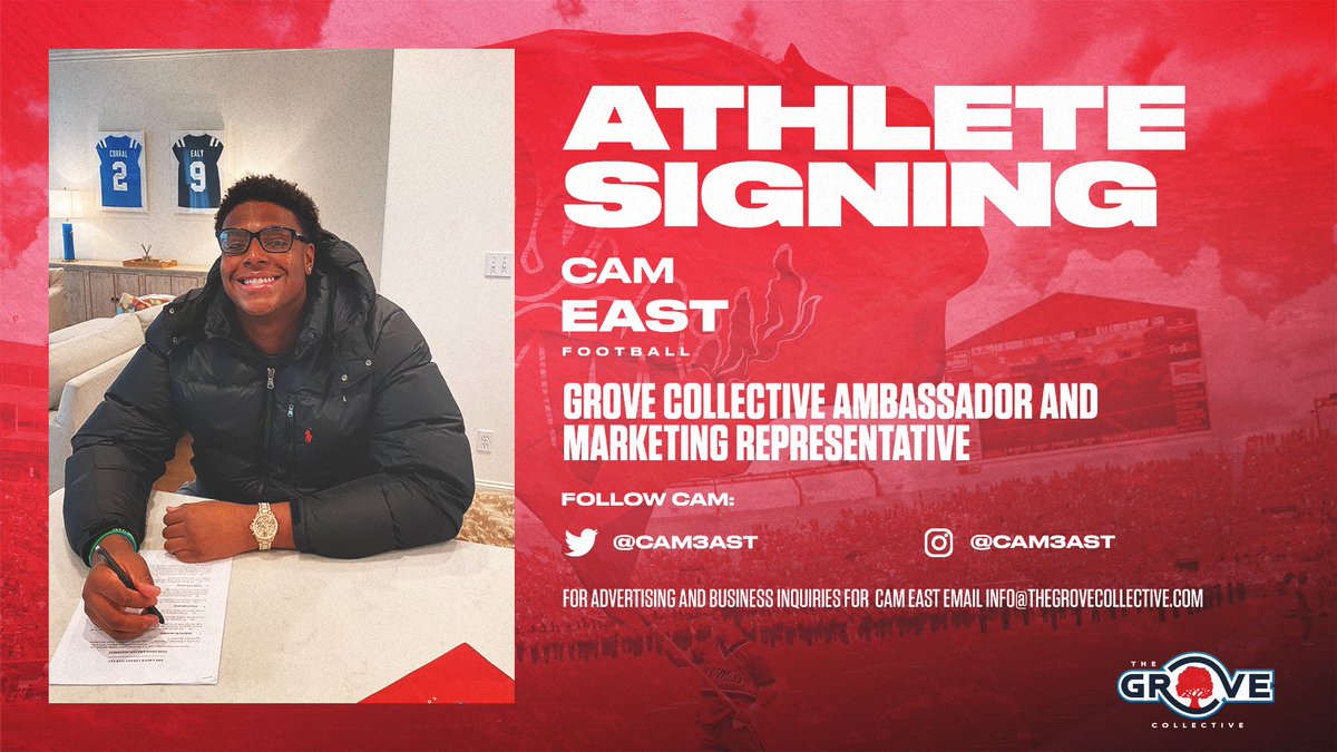 grovecollectnil's tweet photo. Adding to the roster, Cam East (@cam3ast ), out of Marrero, LA. The redshirt freshman will make a huge impact to our offense for the 2023 season.  We are excited to have you on the Grove Collective team, Cam!  🔴🔵 https://t.co/UUIKRfB8XG
