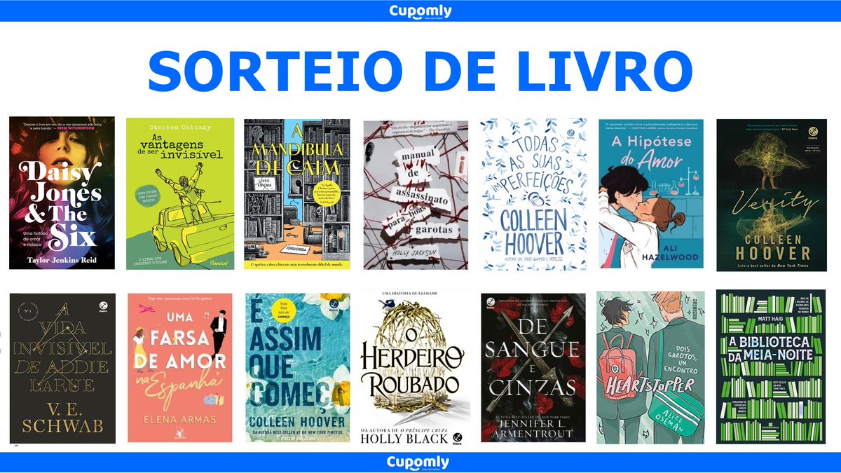 Cupomly's tweet image. 📚 Sorteio de Livro - Especial de Carnaval 🎉

🏆 Ganhe 1 livro dentre as opções da imagem ou R$50 em livros da sua wishlist!

↪️ Regrinhas: 
• Seguir @Cupomly 
• Dar RT nesse tweet (sem citar)
• Comentar o livro que você deseja ou R$50 em livros

Resultado: 18/02! 🍀