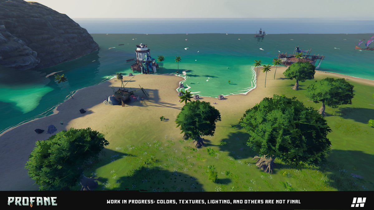 ProfaneMMO's tweet image. Like all the things we shared so far, this is still a work in progress, and there's a lot to work on. Ambiance effects, lighting, camera, and depth of field are also in their early versions. Still, we are happy with how it's coming along, and thought you'd be happy to see it!