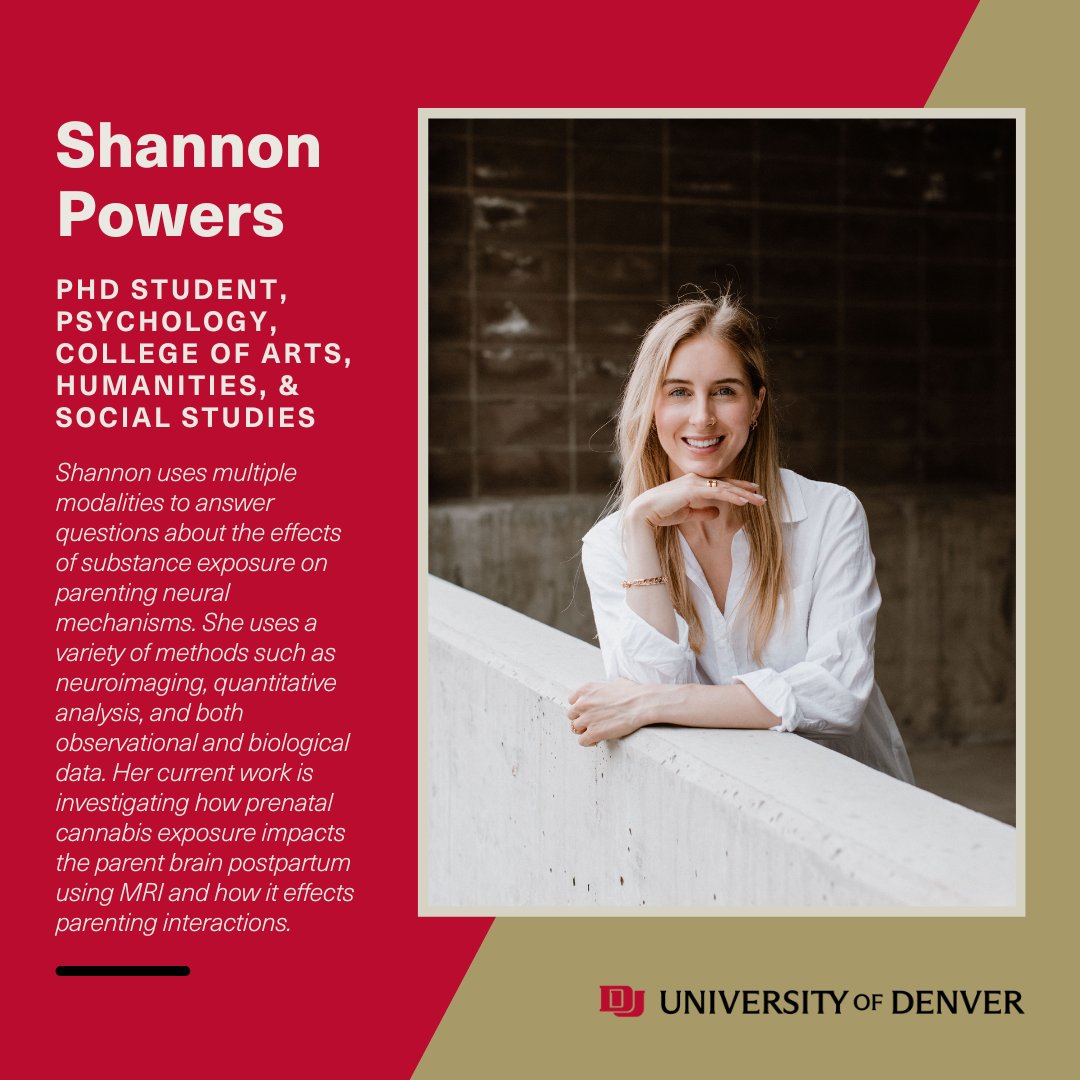 Shannon Powers examines the effects of substance exposure on parenting neural mechanisms using multiple modalities at @UofDenver. In her current work, she examines how prenatal cannabis exposure affects parenting interactions after pregnancy by using MRI. @ducahss @DenverUPsych