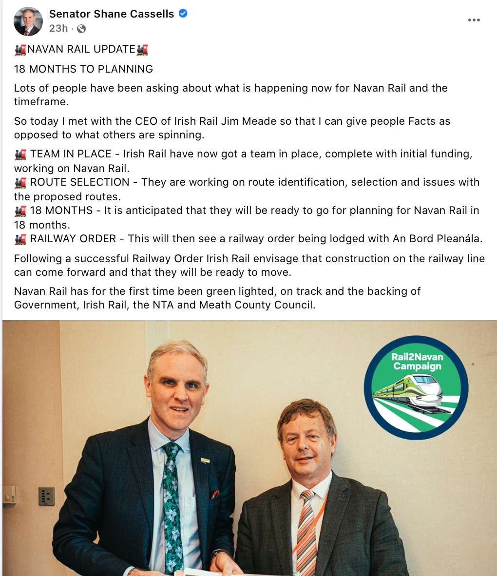 NavanCycling's tweet photo. 🚉 #NavanRail
@ShaneCassells: "Irish Rail said they now have a team in place working on Navan Rail"
@orourke_darren: "NTA said no design team in place until 2024"
🤷♂️ So which is it!? 😁 https://t.co/ZYzy6sr7gj