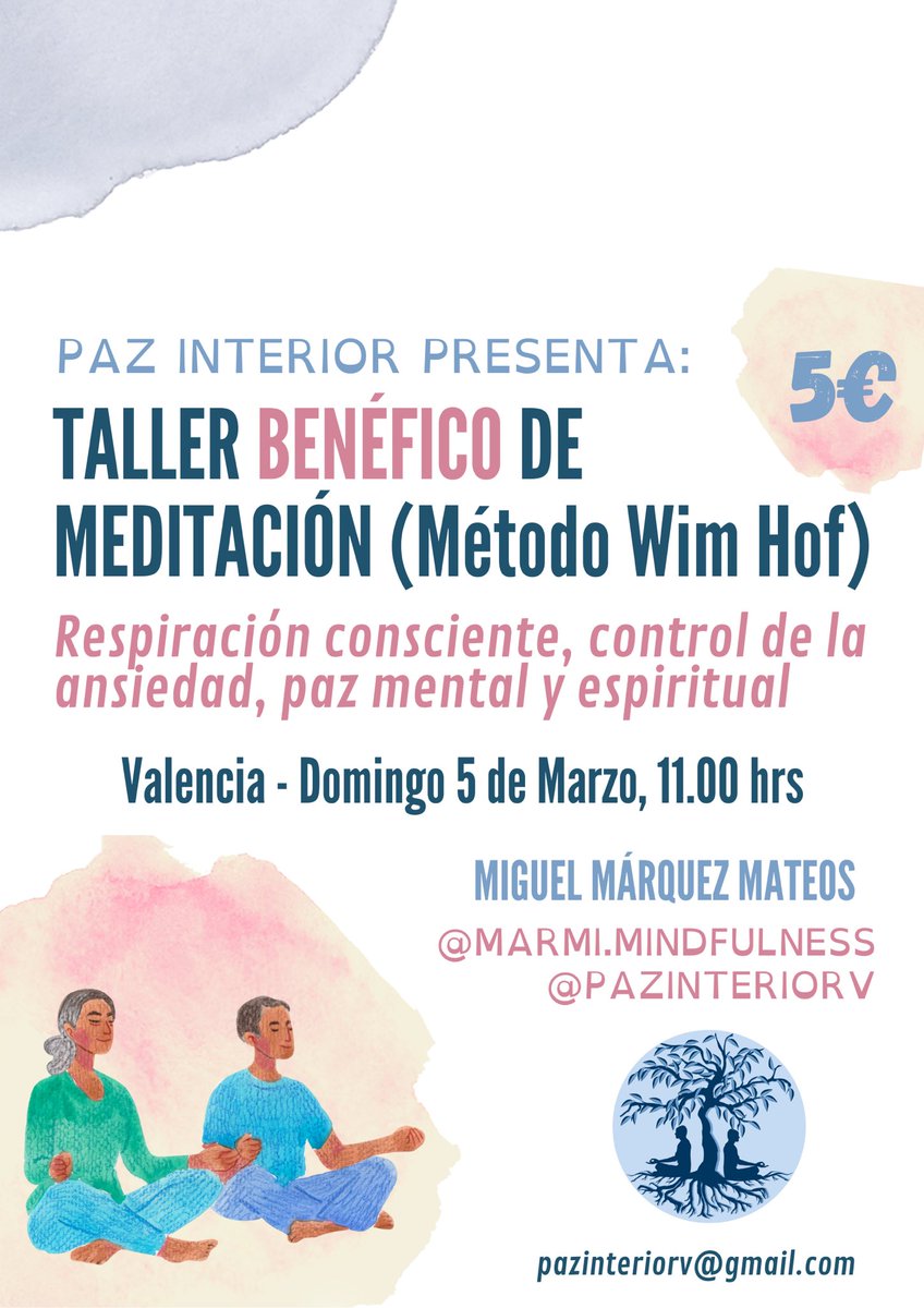 DiarioDeMarmi's tweet photo. 🚨Taller BENÉFICO de meditación y método Wim Hof en #VALENCIA ‼️🤩❤️🩹🧠
Se agradece difusión 🙏🏻💙
#Meditación #wimhof #taller #mindfulness #benefico https://t.co/aGfMrlJS7p