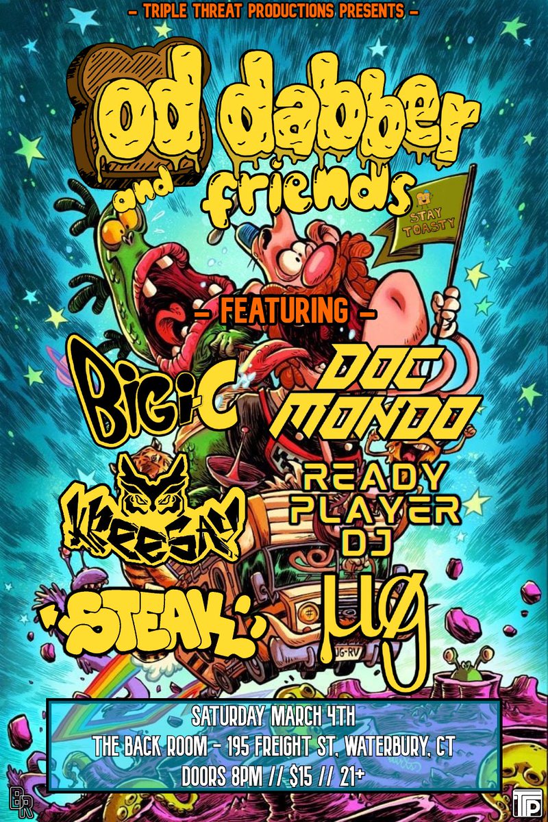 Next up we got <a href="/OD_Dabber/">⚠️OD Dabber⚠️</a> and a ton of his friends taking the stage at The Back Room in Waterbury, CT. Tickets are only $15. Come through and party with us!