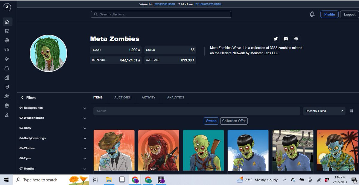 Meta Zombies Missions are underway... and some are starting to reap the Rewards. 

Floor turned into lava and now we are sitting on a 1k floor for the main collection. #LFG 

Can not wait for the Reward Reveal!!!

#HederaNFTs #HBARNFTs #hbar #Hedera  $hbar