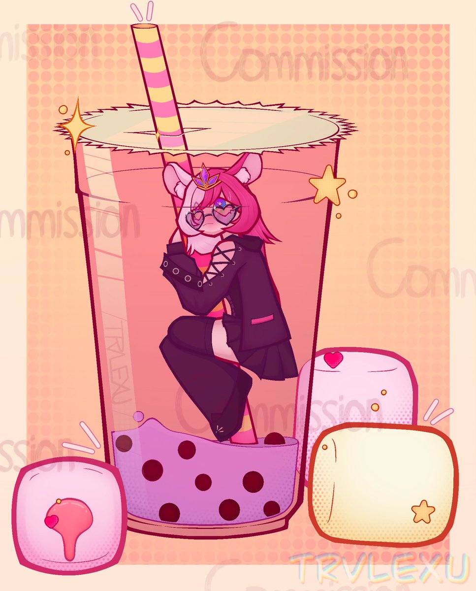 Comm for @queenbriearthur! #cute #boba #tarotea #chibi #YCH #yourcharacter #Commission #commissionsopen #ValentinesDay