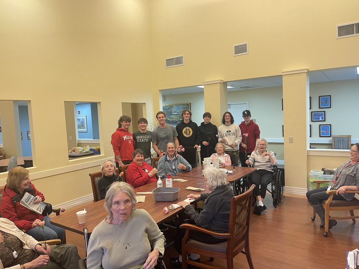 Several of our upper class men brought flowers to the residents at The Randall Residence! We were honored to meet them!