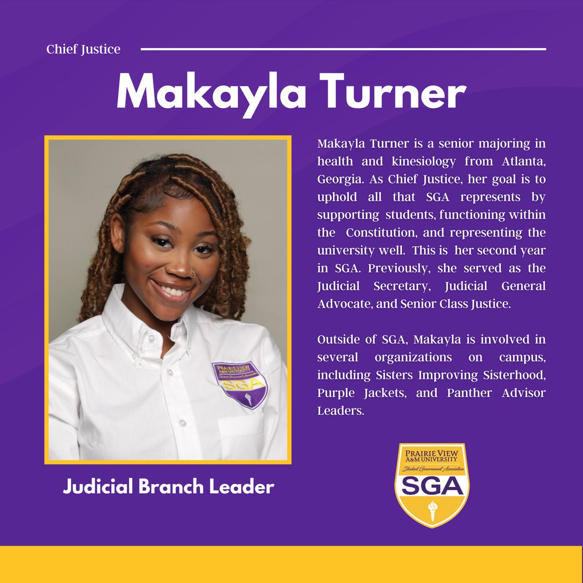 Get to know Makayla Turner, your SGA Chief Justice.