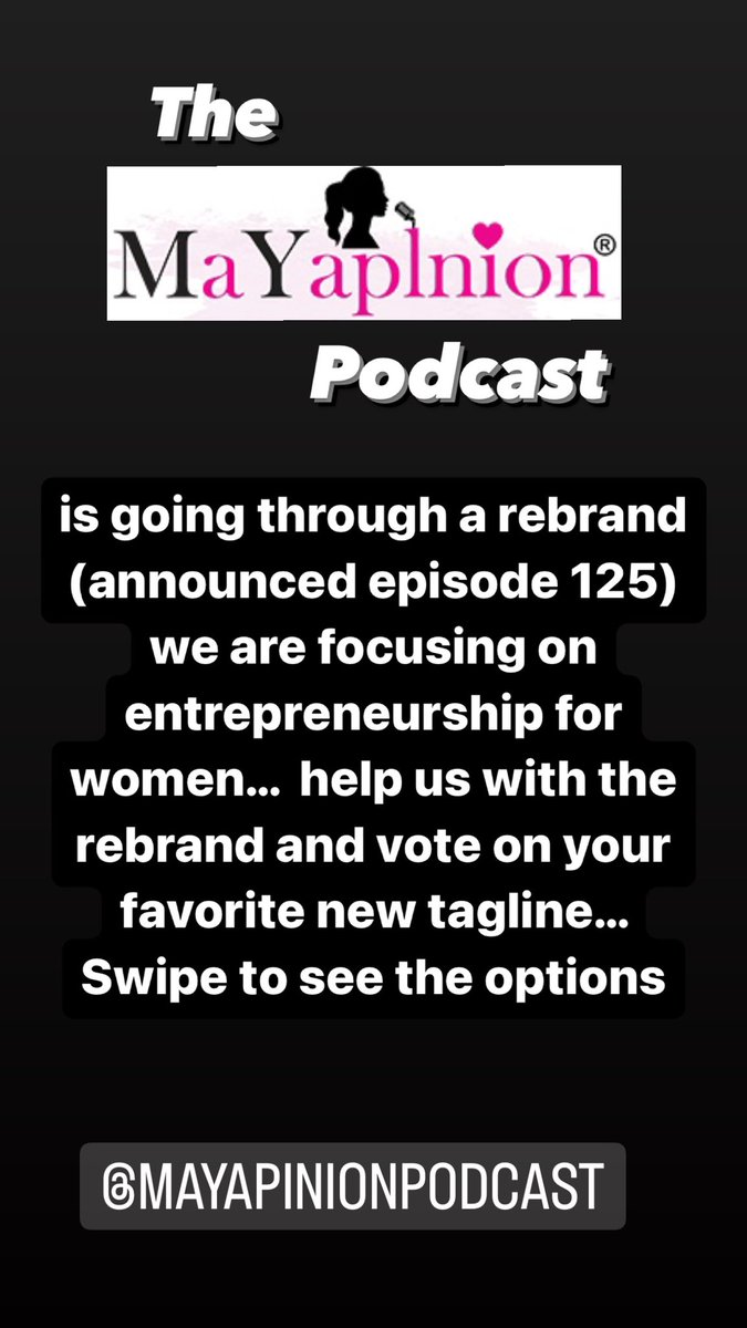 MayaRoffler's tweet photo. OK, I am rebranding my leadership podcast into an entrepreneurship podcast for women because it makes more sense for me and my audience. 

Any feedback on a new tagline?

Or, tell us your ideas!
#rebrand #Entrepreneurship #womenentrepreneurs #entrepreneurs #podcasts #podcast https://t.co/D7tn5P0IBP