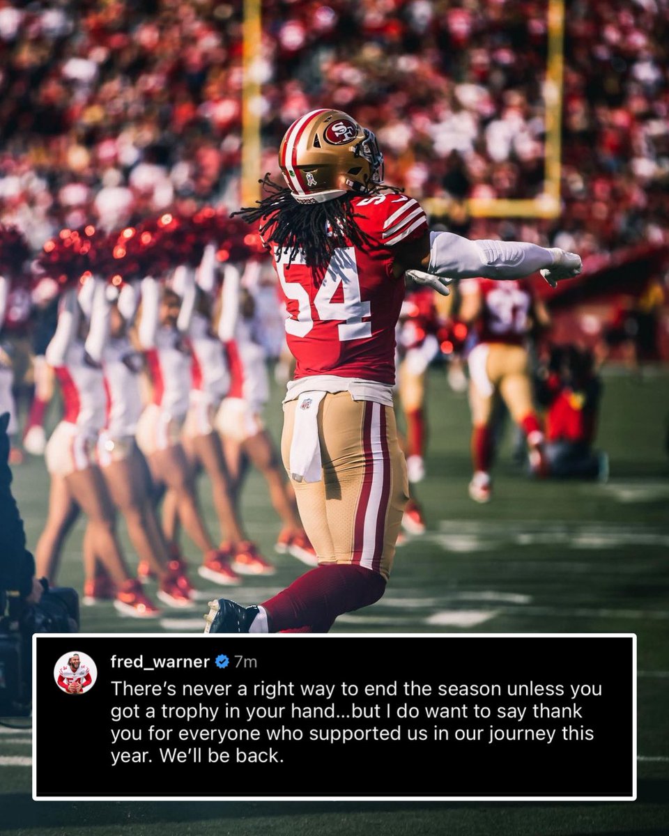 OurSf49ers's tweet photo. #49ers Fred Warner signs off the 2022 season with a positive message for the Faithful 💯 https://t.co/ZTb5j9MrEe