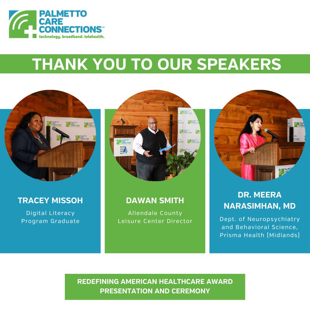 palmettocaresc's tweet photo. PCC would like to thank the speakers of the Redefining American Healthcare Award Presentation and Ceremony. 

We are grateful for the time and effort you all took to share your thoughts and experiences on redefining American healthcare and rural. 

#redefininghealthcare #PCC2023 https://t.co/ZODw8mtzgb
