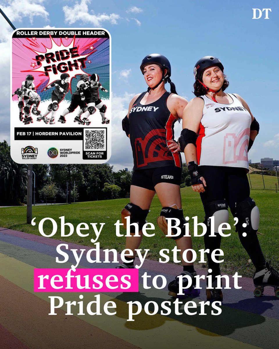 A Sydney business has come under fire for refusing to print posters for a WorldPride roller derby event due to the franchisee’s ‘Christian faith’. FULL STORY: bit.ly/3YDaqYA