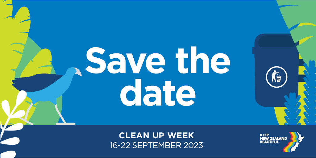keepnzbeautiful's tweet photo. SAVE THE DATE for Clean Up Week 2023 - a great opportunity to get your friends, family, school, business or local community group together and participate in New Zealand's largest clean up event. Clean Up Week will run 16-22 September. Registrations will open early in July. https://t.co/Id4R7k6sme