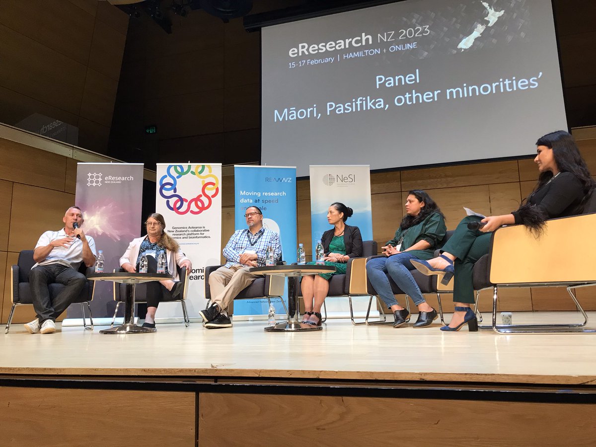 Panel exploring equity, engagement, voice &amp; visibility of minority communities in eResearch. Need to make space, “listen first, talk second”, go beyond perceptions &amp; stereotypes. #eResearchNZ2023