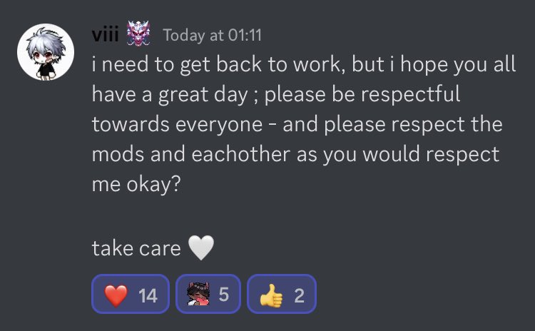 Now it's time for me to sleep.  After chilling all day on <a href="/ether/">ETHER</a> discord, I'm closing my day with this <a href="/visionofviii/">V</a>’s message.  I hope we can be more respectful to each other. So that the world will be a more livable place 💙