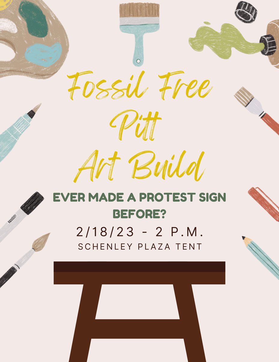 Art build happening this Saturday at 2pm under the Schenley Plaza tent! Stop by to make a sign (for some upcoming shenanigans), learn more about us, and hang out!