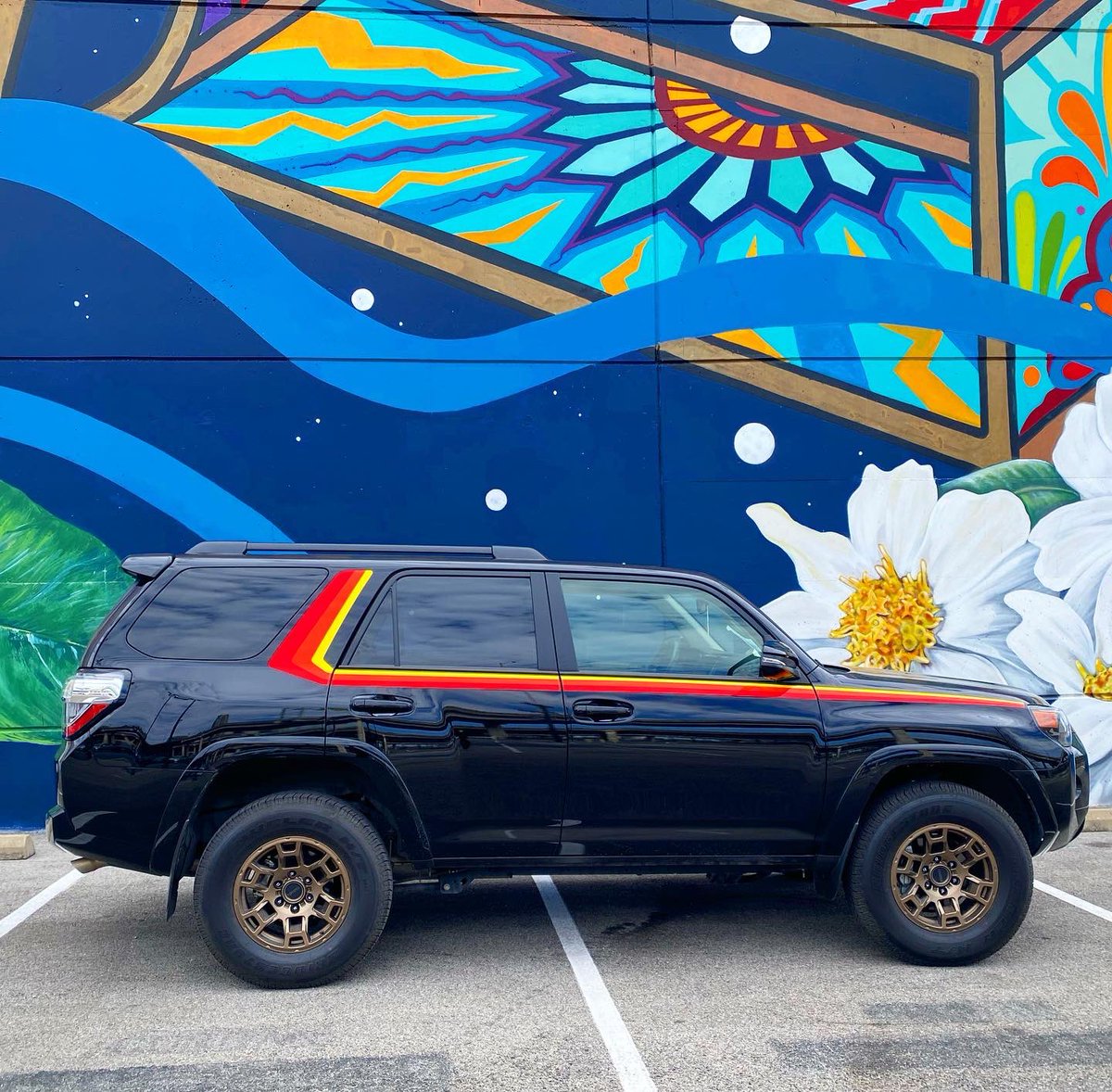 Hello, Gorgeous! Meet the 2023 Toyota 4Runner 40th Anniversary in Midnight Black Metallic. Fun stripes, generous space and a classic shape. It’s a brilliant good time. #toyota4runner @toyotausa #suv #drive  #40thanniversary #dsmdrive #toyota #bluesuv #driveshopusa