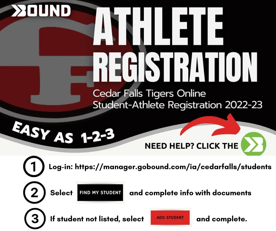 CFHSGoTigers's tweet photo. Thinking Spring? Is your student registered?
@CFtigerstennis @CFTigerTennis @CedarFallsTrack @CFHSTrackField @CFWomensSoccer @cfboyssoccer
 @MYoungkent @PeetJH @HolmesJrHigh 

https://t.co/V1hOo8buFj https://t.co/t24XQRhyhp