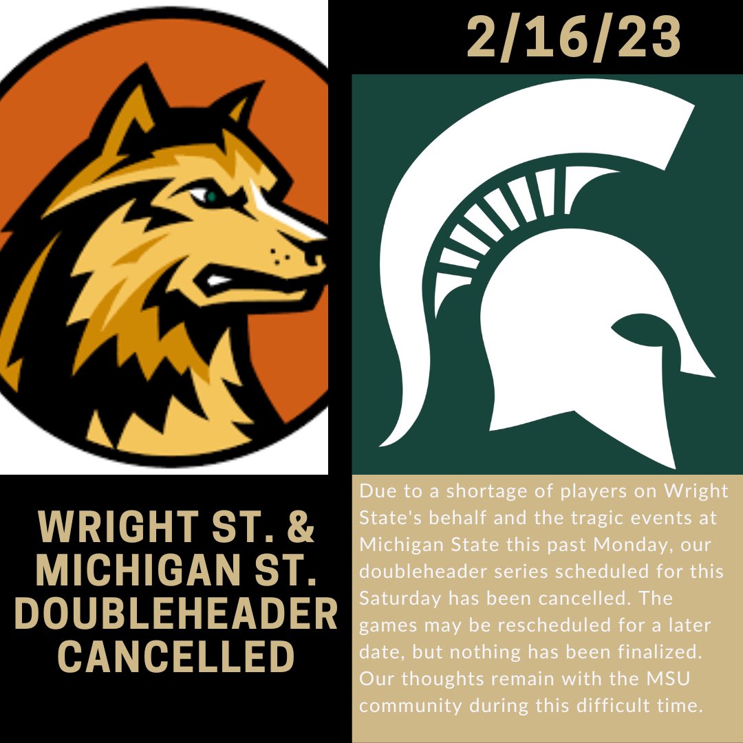 Purdue_mcbb's tweet photo. Official statement regarding our scheduled doubleheader vs Wright State and Michigan State this Saturday. The MSU community remains in our thoughts and prayers as they work through this incredibly difficult time. https://t.co/s10xRIIySD