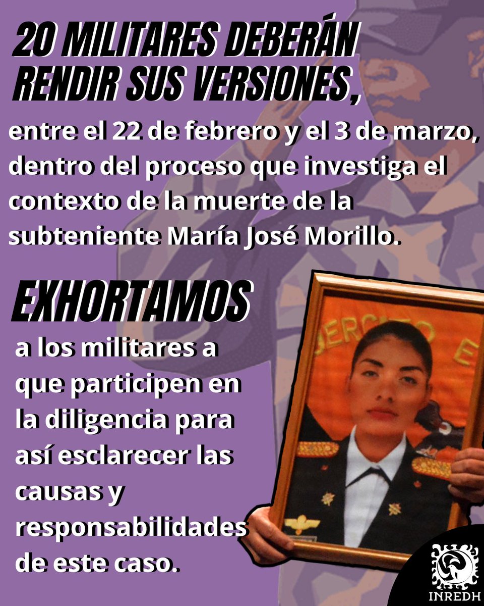 Caso #JusticiaParaMajhito | Desde Inredh consideramos que las versiones que darían los testigos militares permitirían conocer las causas y los responsables -directos e indirectos- de la muerte de la subteniente María José Morillo Cando.

►Pronunciamiento: bit.ly/3lAnpvj