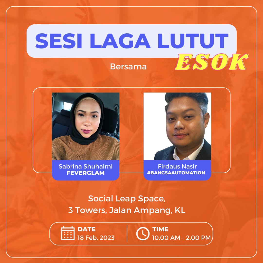 Esok je lagi weh!

Kita nak belajar dan touch up knowledge dan skill kita daripada pengalaman dan apa yang @fidonasir dan @SabrinaShuhaim1 buat dalam bisnes mereka.

E-Com Fido yang sudah menjana 30 juta setahun dengan paid ads serta sales 6 angka FeverGlam tanpa run ads!