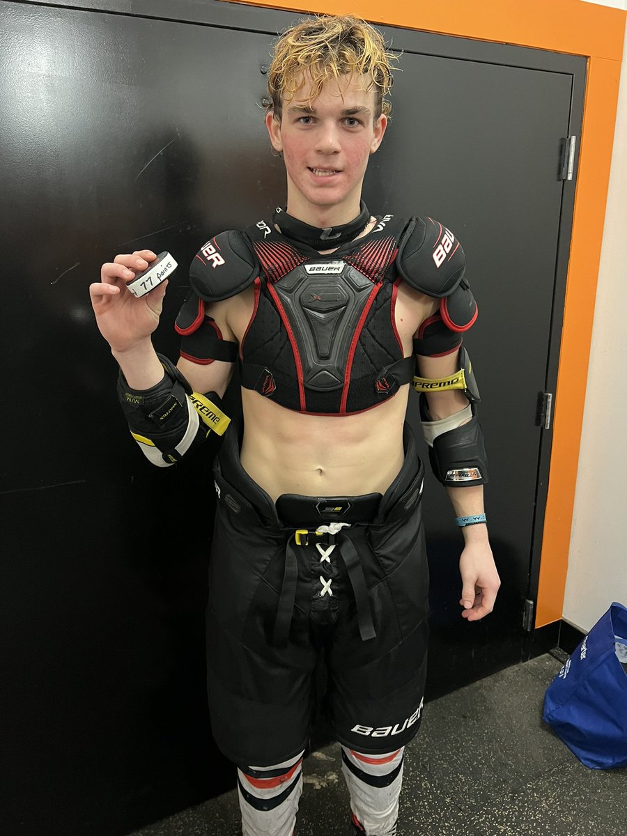 Special moment for Camden tonight. Broke the school record for points in a season with 78 . Breaking <a href="/Conway_H18/">Connor Hannon</a> ‘s record of 76! <a href="/MichHSHockey/">Mich HS Hockey</a> <a href="/SeanPBali/">Sean Baligian</a>