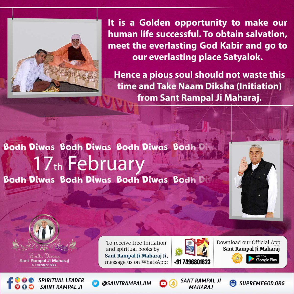 deepb007's tweet photo. #SantRampalJi_36thBodhDiwas
#SPIRITUAL
#Jagatgururampalji.org
#Gyan_ganga
#Spiritual_knowledge
17 फ़रवरी bodh divas Sant Rampal Ji Maharaj https://t.co/ImeKRlCyH7