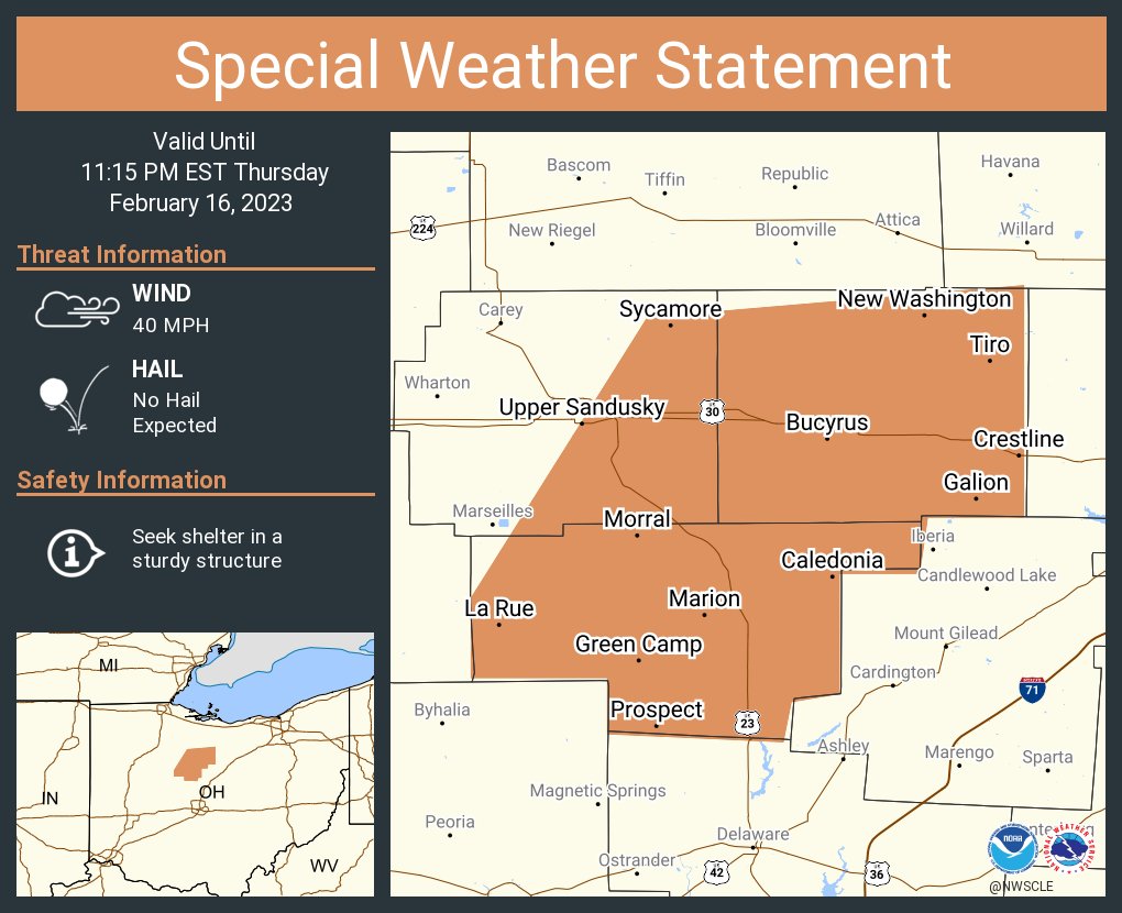 NWS Cleveland on Twitter "A special weather statement has been issued