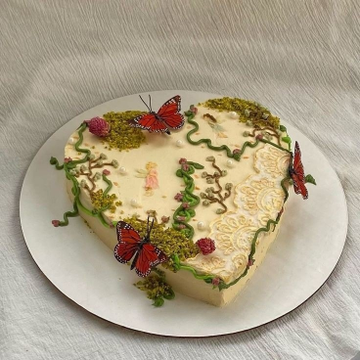 heart-shaped garden cake