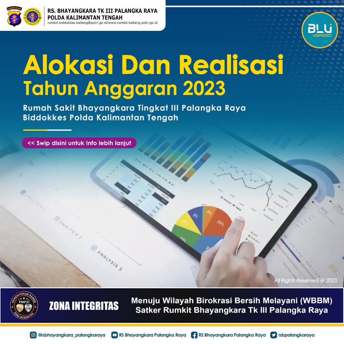 rsbpalangkaraya's tweet photo. Alokasi Anggaran dan Realisasi Anggaran Bulan Januari Tahun 2023 pada Rumah Sakit Bhayangkara Tk III Palangka Raya.
#rsbhayangkarapalagkaraya
#zonaintegritas
#wbbm
#badanlayananumum
#BLUuntukindonesia
#BLUberstrategipulihkanekonomi
#BLUspeed
#indonesiasehat
#sinergiblu https://t.co/YjbTocVKTZ