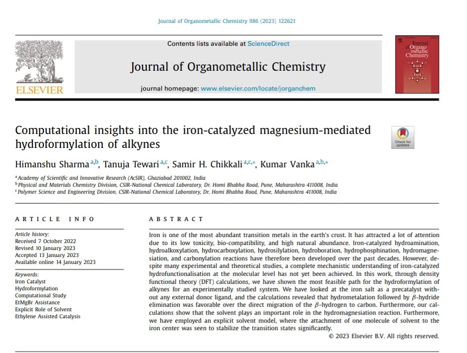 Congratulations <a href="/Himanshu_S_Chem/">Himanshu Sharma</a> for his 1st publication as a 1st author.... Nice collaboration with Dr. Samir Chikkali and Co. <a href="/csir_ncl/">CSIR-National Chemical Laboratory</a> <a href="/ElsevierNews/">Elsevier News</a>

doi.org/10.1016/j.jorg…