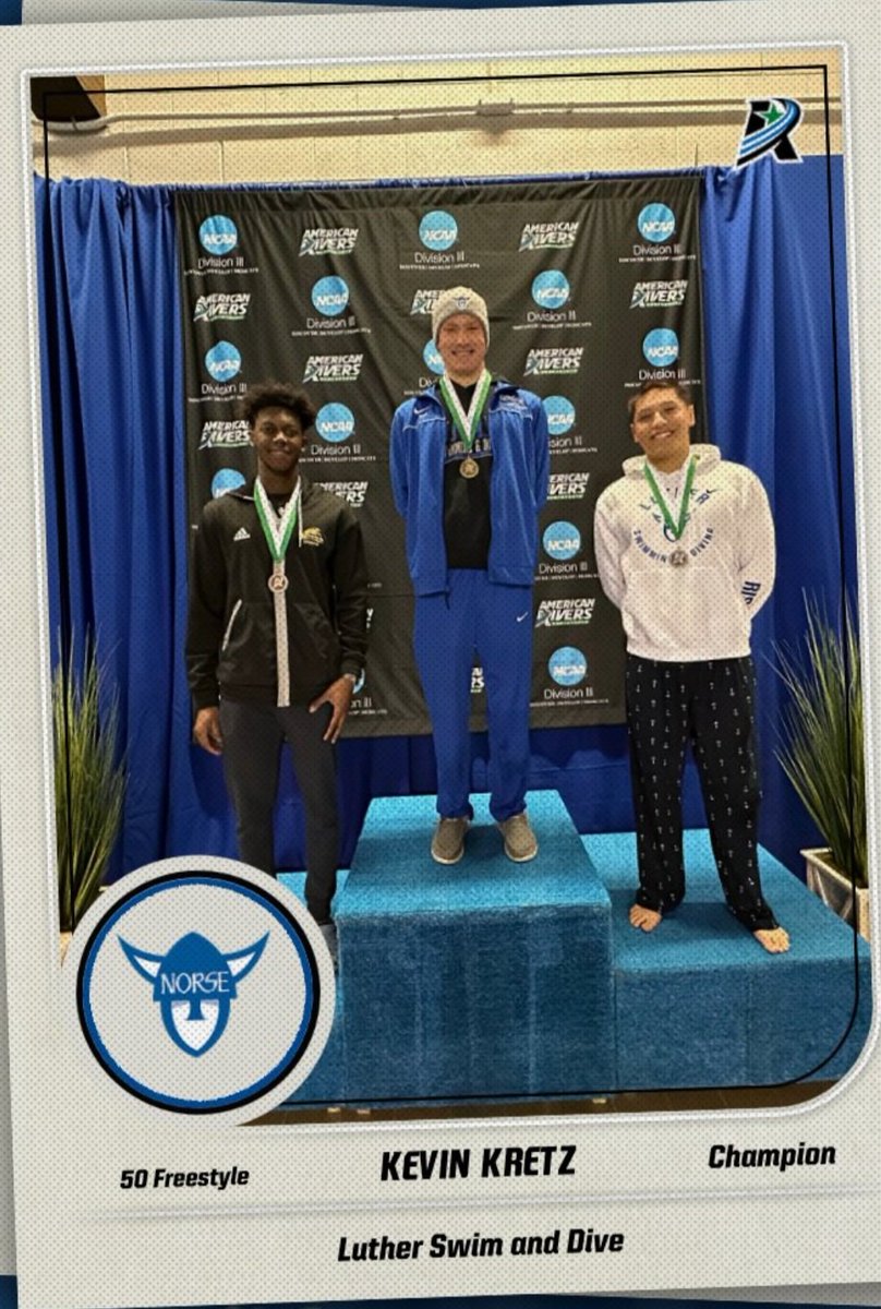 Our program is proud of <a href="/kev_kretz/">Kevin Kretz</a> Conference Champion in 50 free for <a href="/LutherSwimDive/">Luther Swim & Dive</a> ! 
Forever our hero ❤