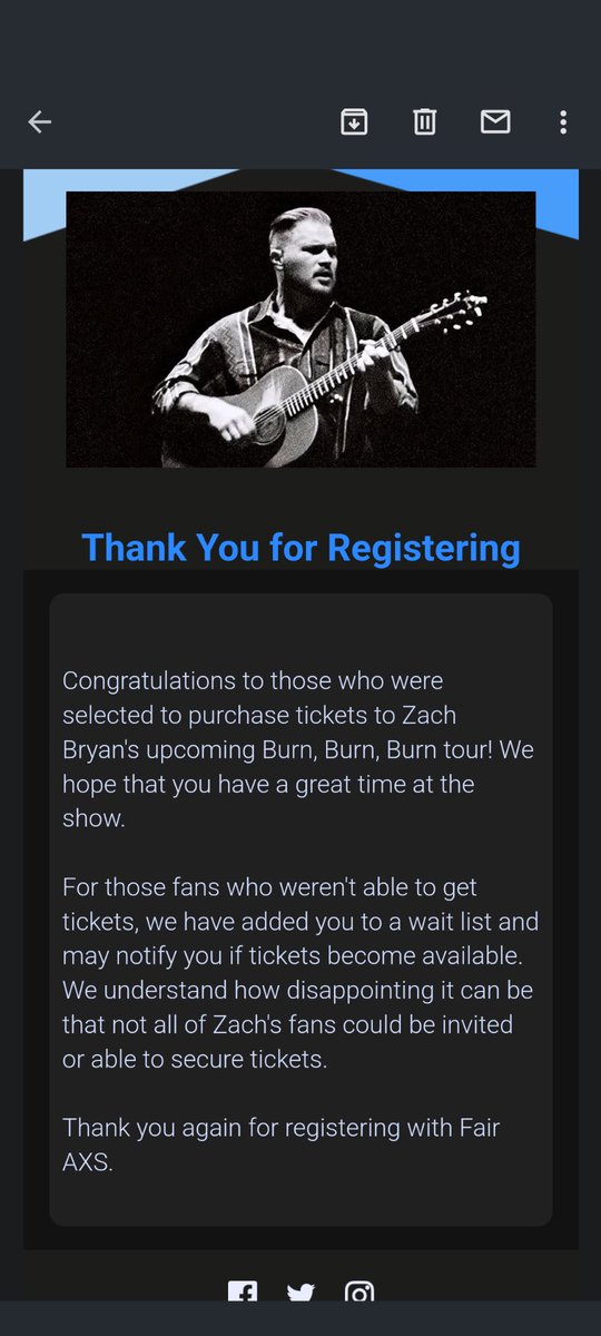 OrcaOzzy's tweet image. Man I just have great luck getting concert tickets 🥴 here I thought I'd be bound for Zach after not getting Morgan and Hardy... Jokes on me I guess