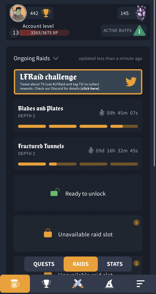 Alex_Invests1's tweet photo. Absolutely loving @TavernSquadNFT at the moment. The raid system is fantastic, great UI, extra utility with @MallardOrder etc. Did I mention it’s working on mobile too?If you haven’t got your adventurers yet, I’d love to know why….. #LFRaid #NFT #Cardano https://t.co/q6EDiaNfXh