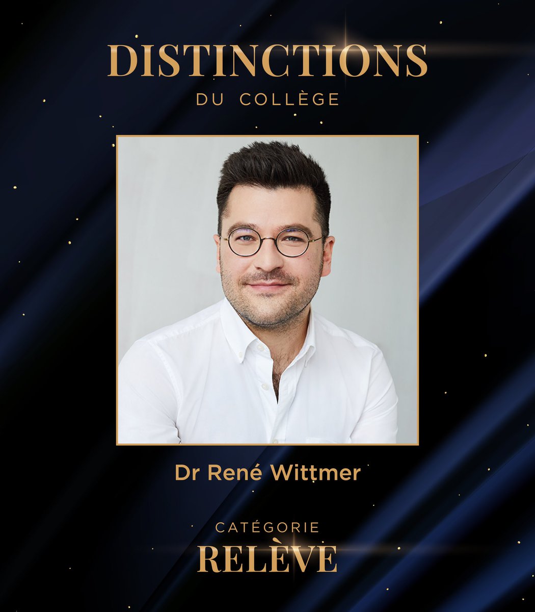 CMQ_org's tweet photo. Félicitations au Dr René Wittmer, lauréat de la Distinction du Collège dans la catégorie Relève! Passionné par la médecine familiale, le Dr Wittmer contribue de façon notable à la vulgarisation scientifique et au rayonnement de la profession médicale. https://t.co/CUjTzRKmqU